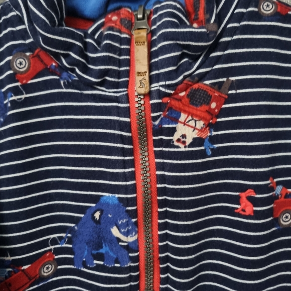 Girls Navy White Red Striped zip sweatshirt. 8 years. Joules - Picture 4 of 7